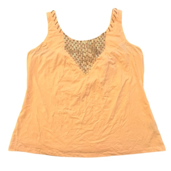Peach Sleeveless Top with Mesh Detail - Picture 2 of 12